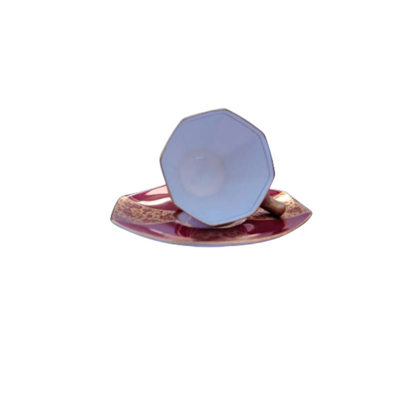 Royal Doulton Art Deco Raspberry and Gold Duo Demitasse