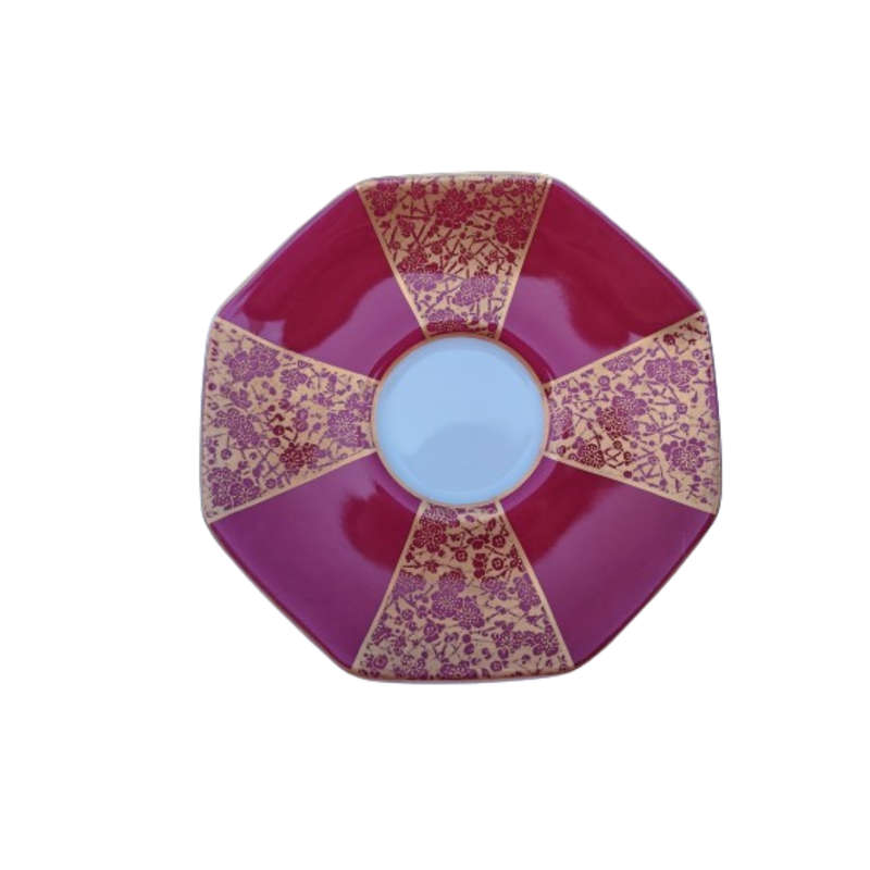 Royal Doulton Art Deco Raspberry and Gold Duo Demitasse