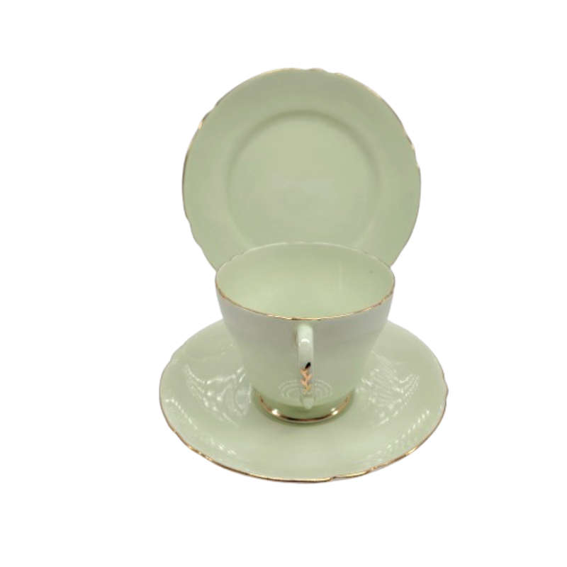 Shelley Pastel Green Trio Cup Saucer and Plate