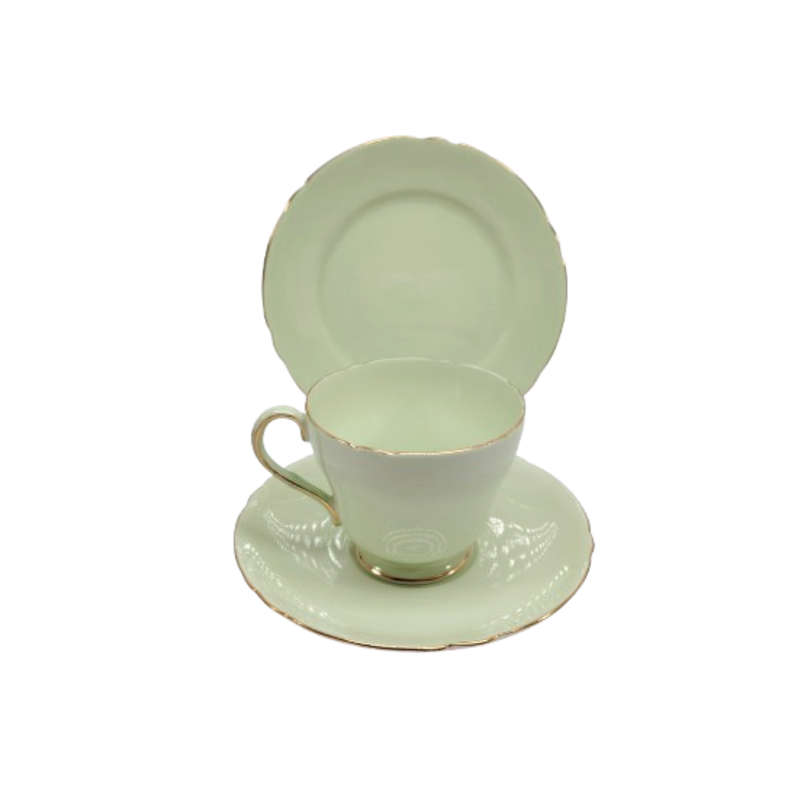 Shelley Pastel Green Trio Cup Saucer and Plate
