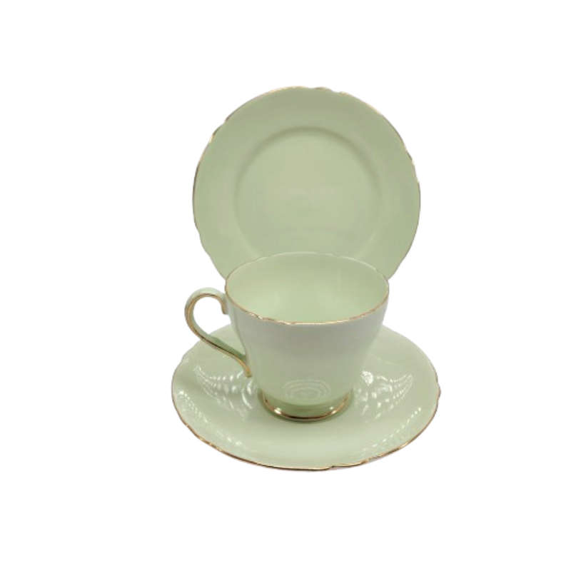Shelley Pastel Green Trio Cup Saucer and Plate