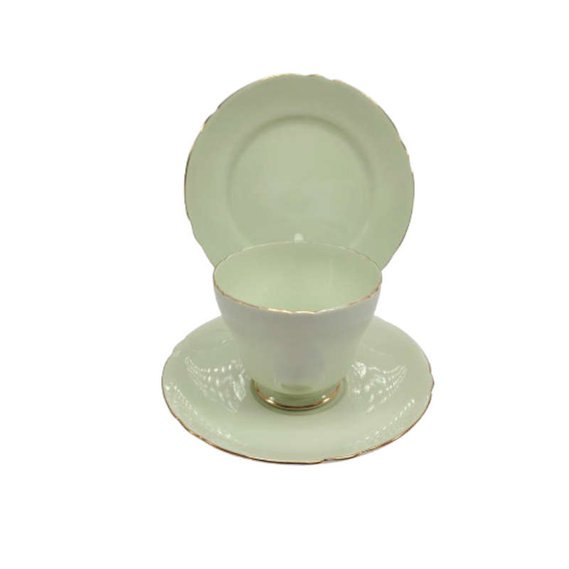 Shelley Pastel Green Trio Cup Saucer and Plate