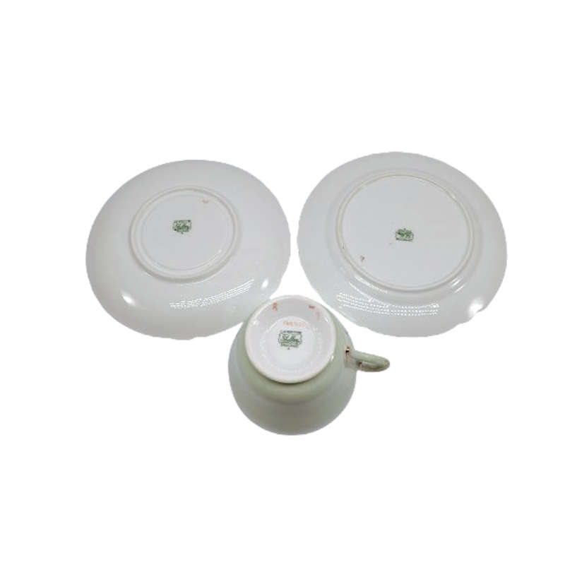 Shelley Pastel Green Trio Cup Saucer and Plate