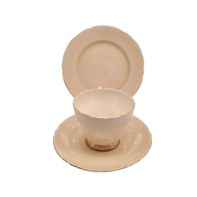 Shelley Pastel Peach Trio Cup Saucer and Plate