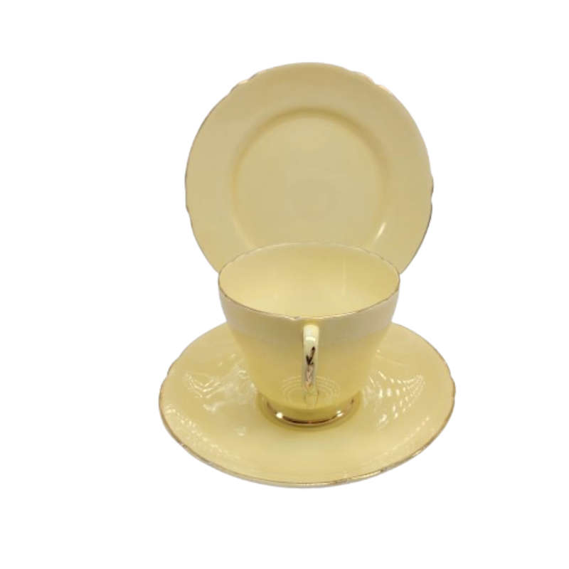 Shelley Pastel Yellow Trio Cup Saucer and Plate