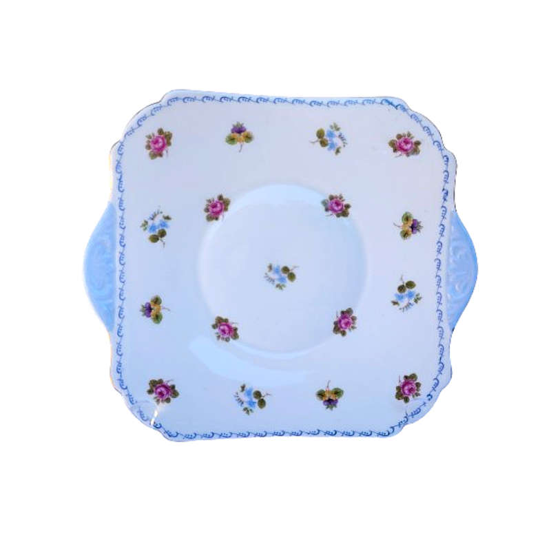 Shelley Cake Plate Pansies, Roses and Forget-me-nots