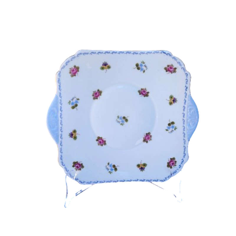 Shelley Cake Plate Pansies, Roses and Forget-me-nots