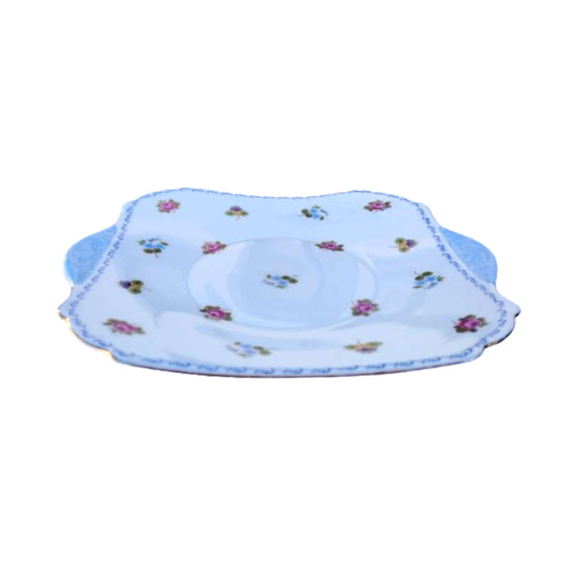 Shelley Cake Plate Pansies, Roses and Forget-me-nots