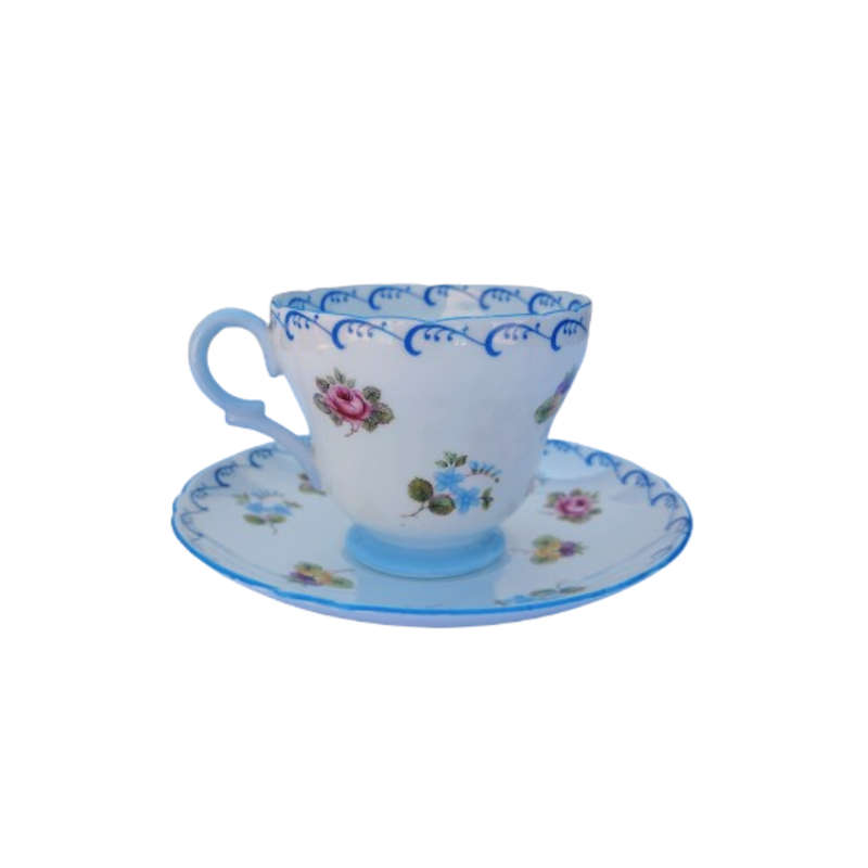 Shelley Duo Pansies, Roses and Forget-me-nots