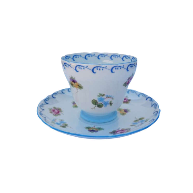 Shelley Duo Pansies, Roses and Forget-me-nots