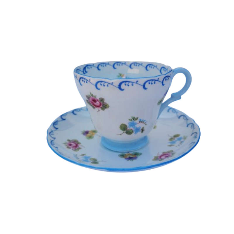 Shelley Duo Pansies, Roses and Forget-me-nots