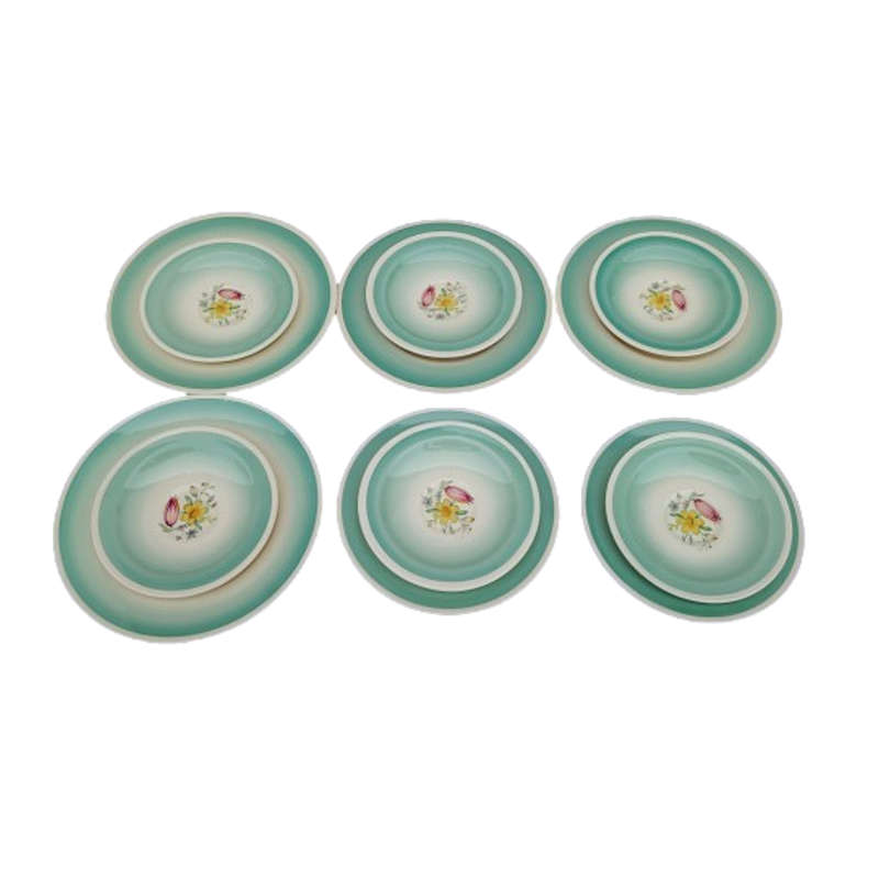 Royal Vale Bone China with blue & grey leaf  Tea Set