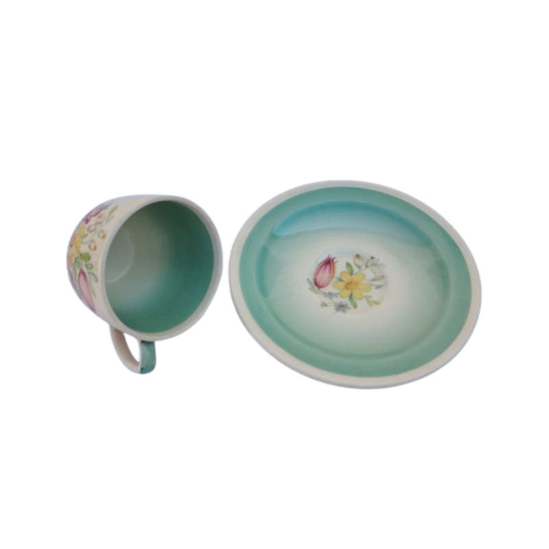 Royal Vale Bone China with blue & grey leaf  Tea Set