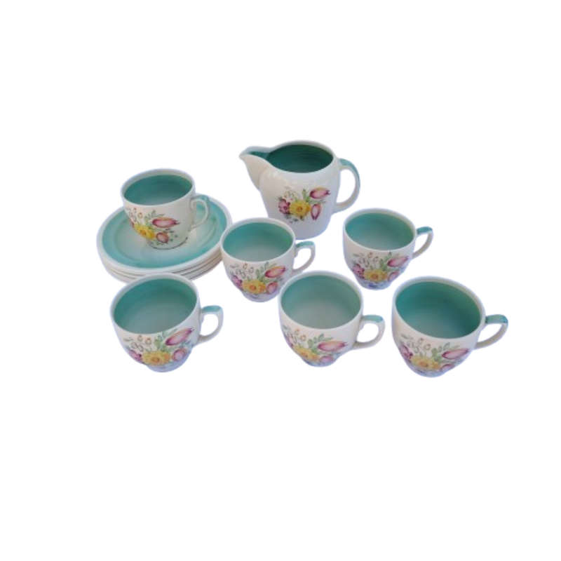 Susie Cooper Swansea Spray Pink Luncheon 1930's Coffee Set