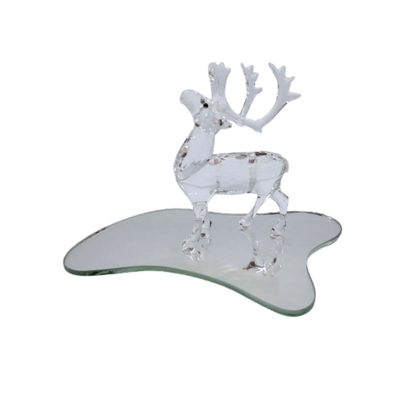 Swarovski Crystal Figurine, Reindeer on Mirror Christmas