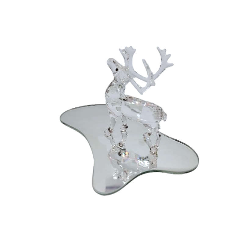 Swarovski Crystal Figurine, Reindeer on Mirror Christmas