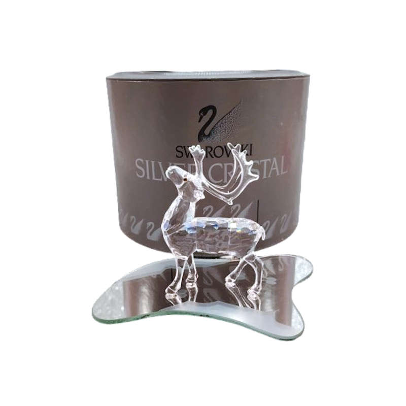 Swarovski Crystal Figurine, Reindeer on Mirror Christmas