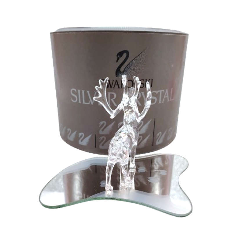 Swarovski Crystal Figurine, Reindeer on Mirror Christmas