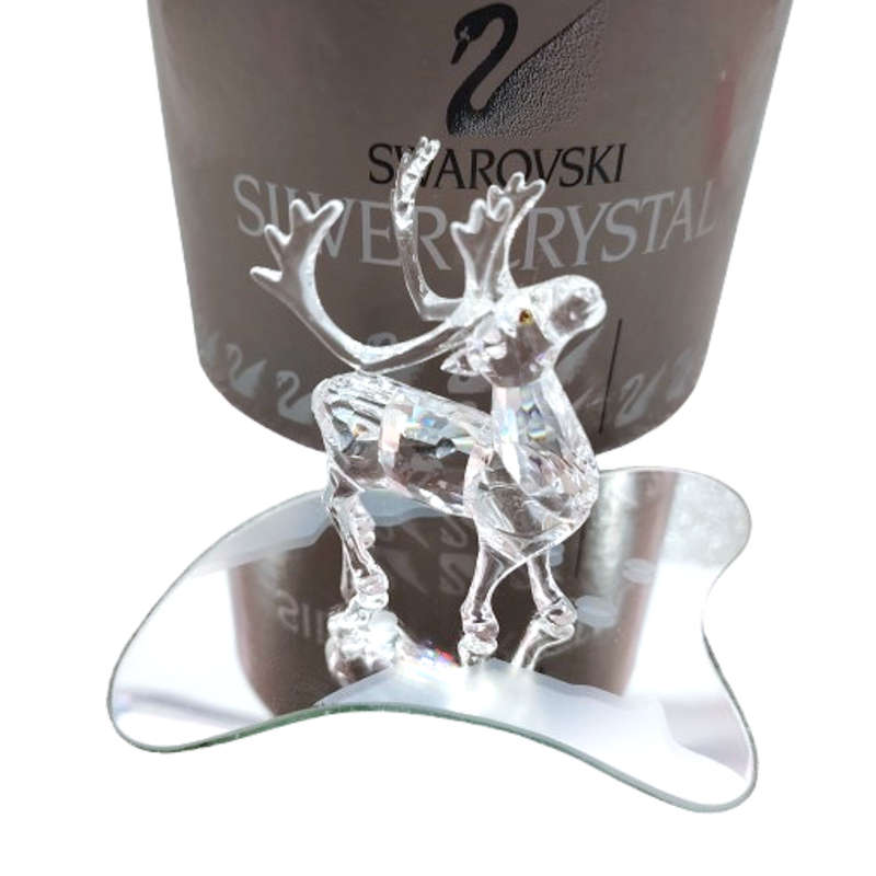 Swarovski Crystal Figurine, Reindeer on Mirror Christmas