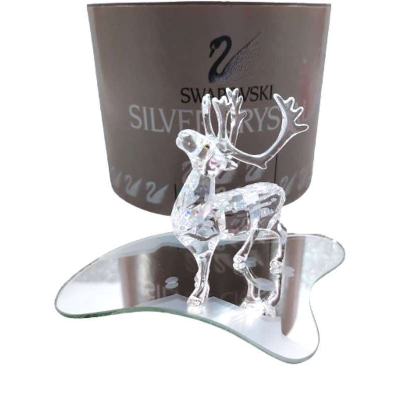 Swarovski Crystal Figurine, Reindeer on Mirror Christmas