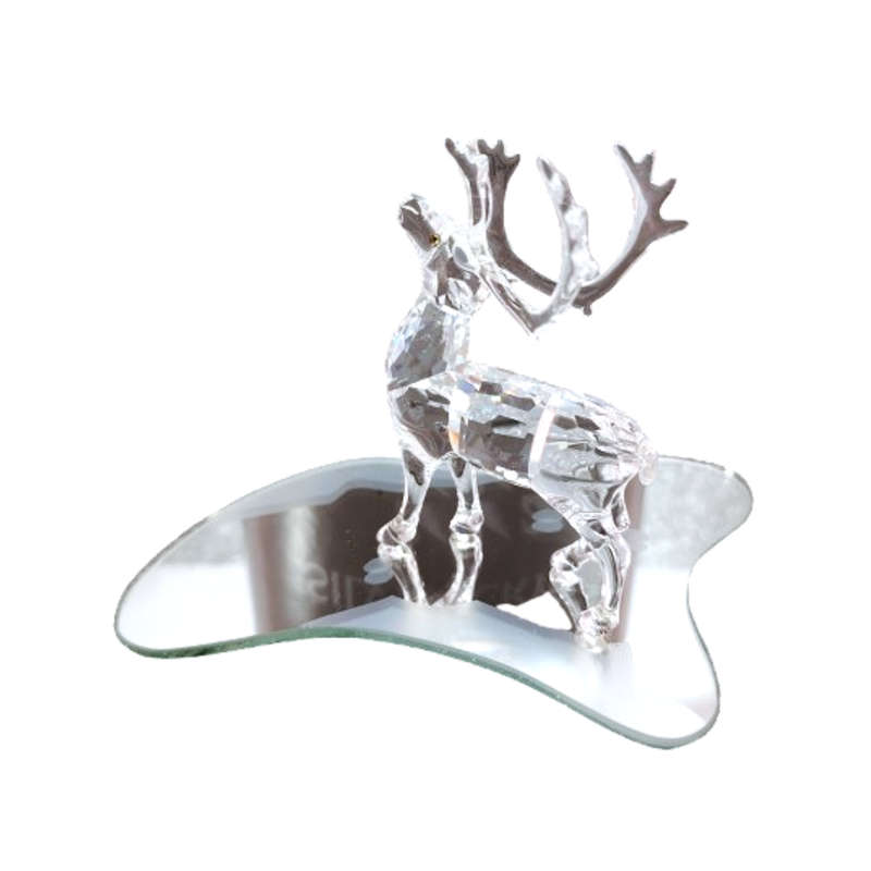 Swarovski Crystal Figurine, Reindeer on Mirror Christmas