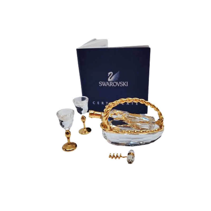 Swarovski Crystal Memories Wine Picnic Set Gold Plated