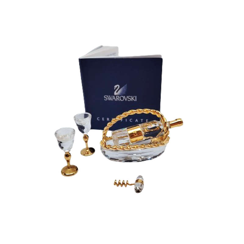 Swarovski Crystal Memories Wine Picnic Set Gold Plated