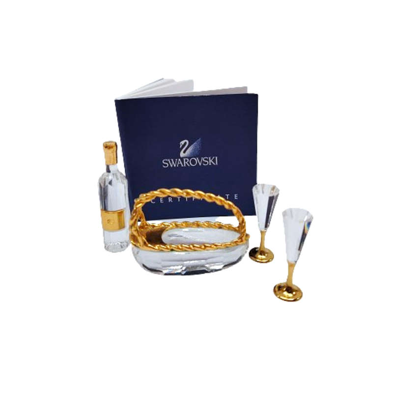Swarovski Crystal Memories Wine Picnic Set Gold Plated