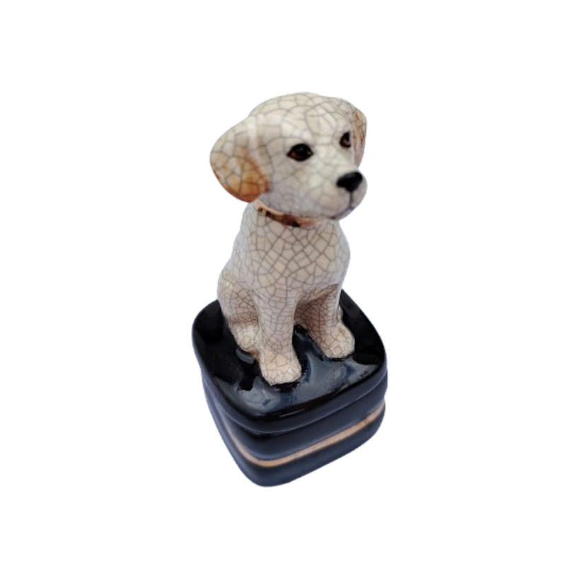 Takahashi Yellow Lab Dog Porcelain Trinket Box