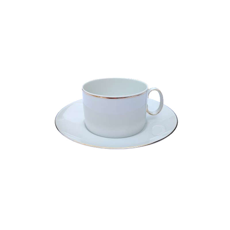 Thomas German Porcelain White with Silver trim 6 x Cups and Saucers