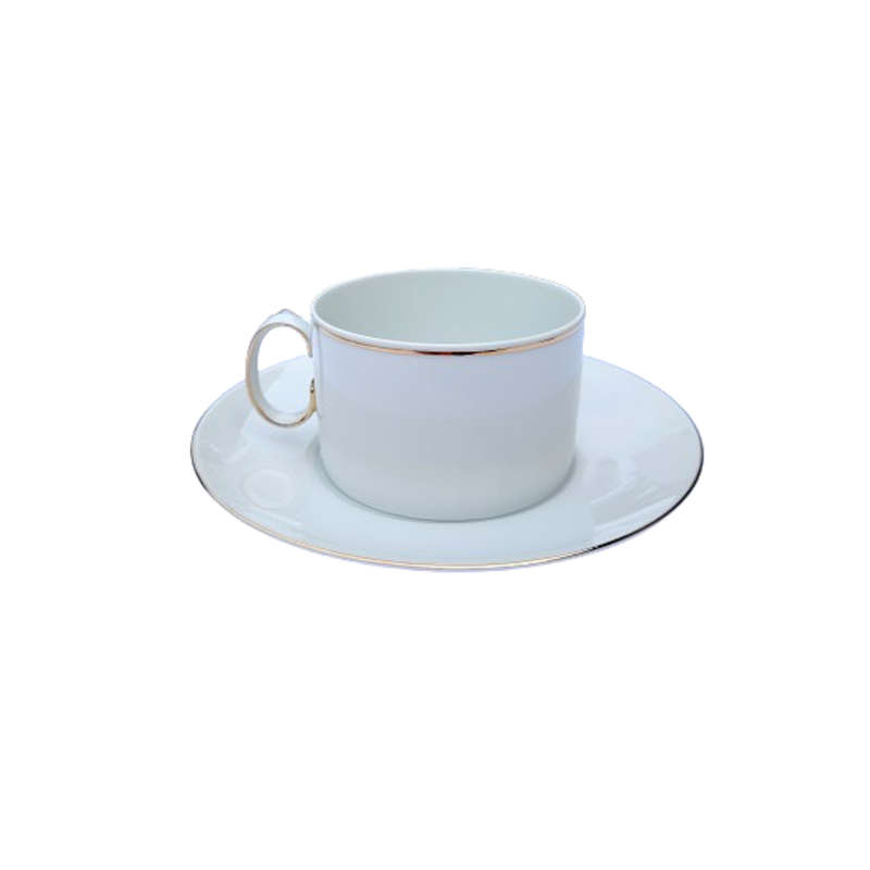 Thomas German Porcelain White with Silver trim 6 x Cups and Saucers