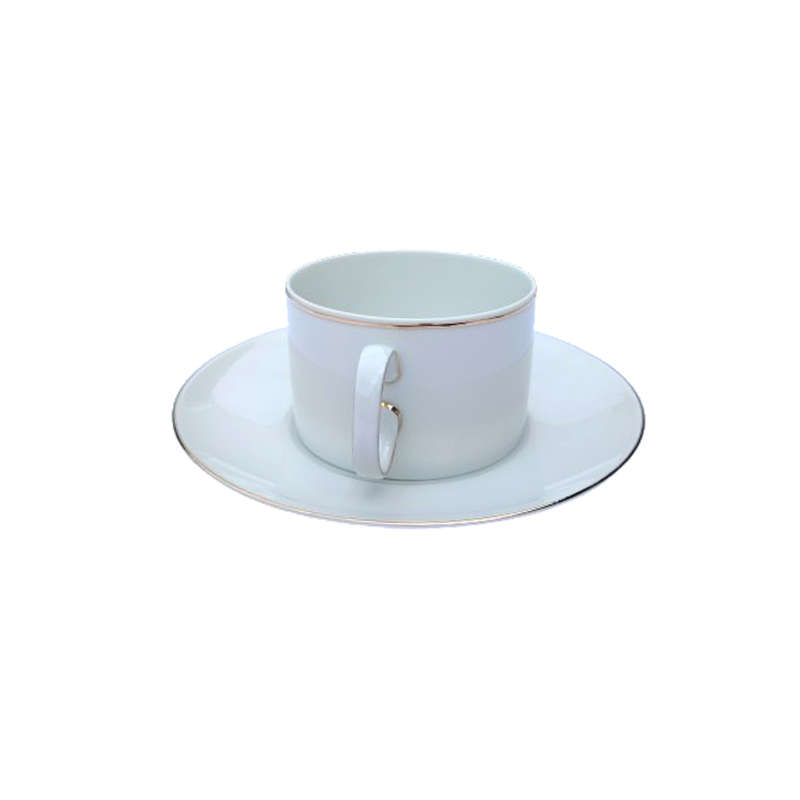 Thomas German Porcelain White with Silver trim 6 x Cups and Saucers
