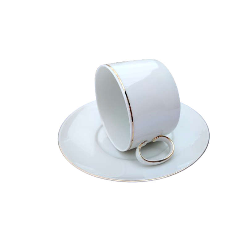 Thomas German Porcelain White with Silver trim 6 x Cups and Saucers