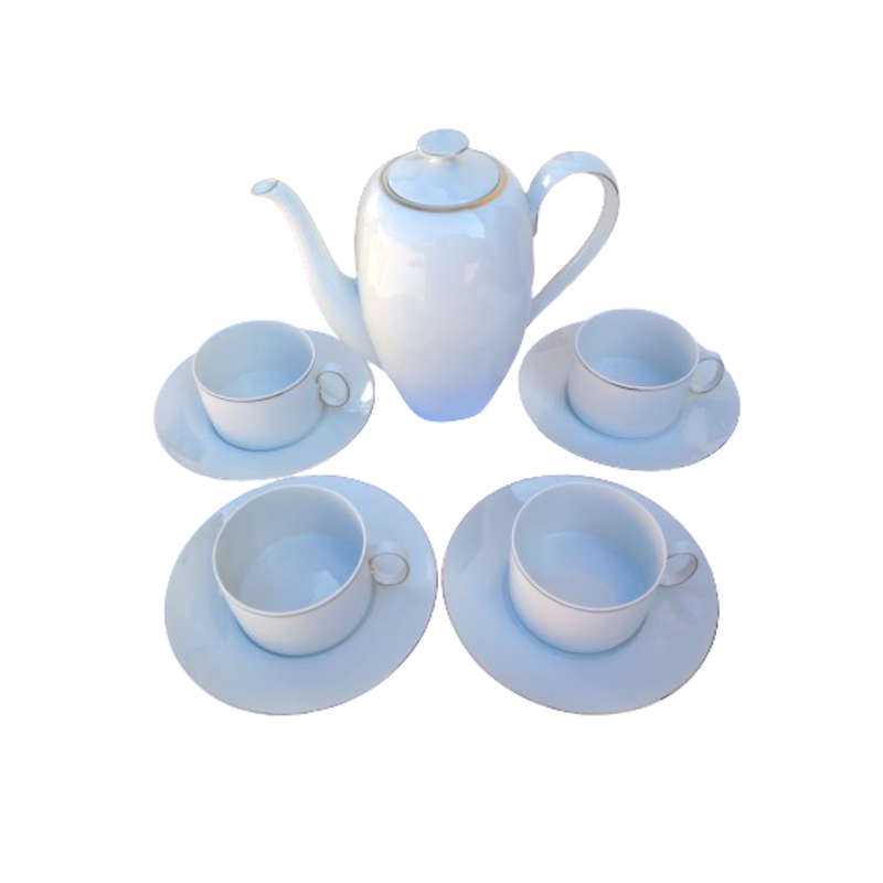 Thomas German Porcelain White with Gold trim Duo's and Tea Pot