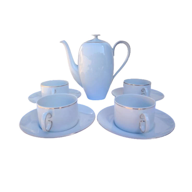Thomas German Porcelain White with Gold trim Duo's and Tea Pot