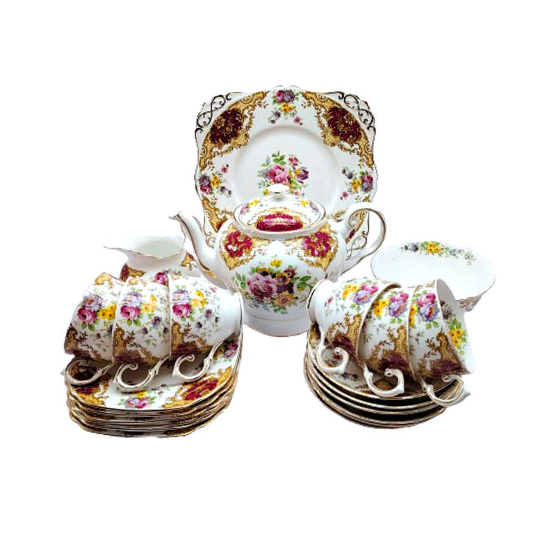 Tuscan Burgundy Provence Tea Set - High Tea at Home