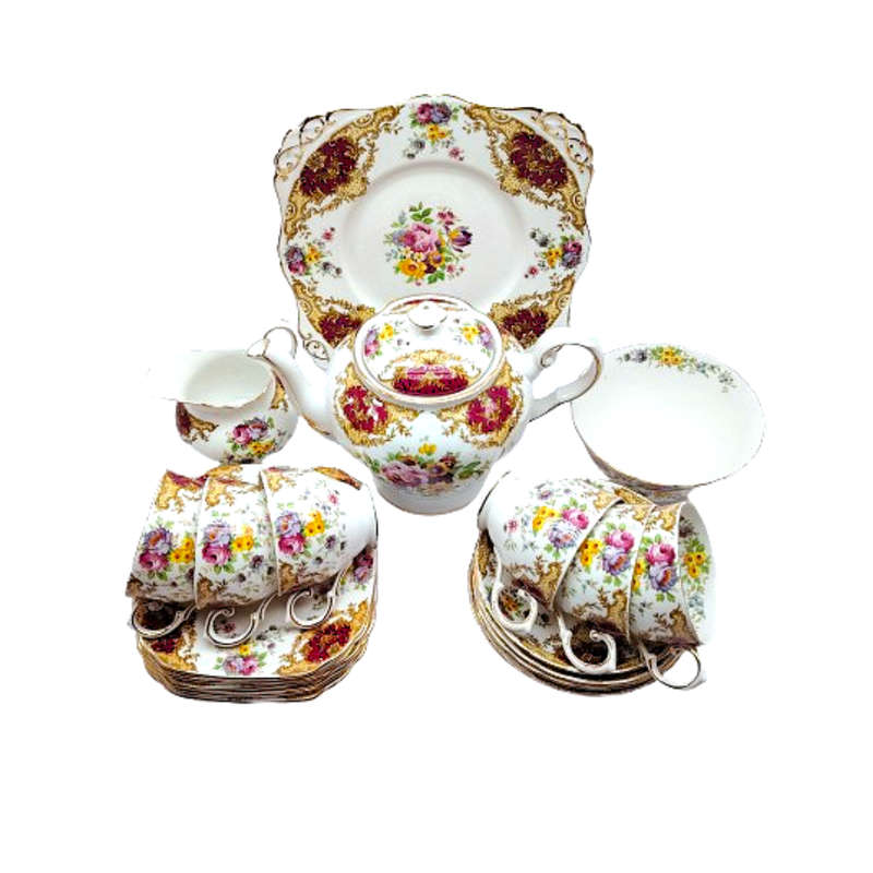 Tuscan Burgundy Provence Tea Set - High Tea at Home