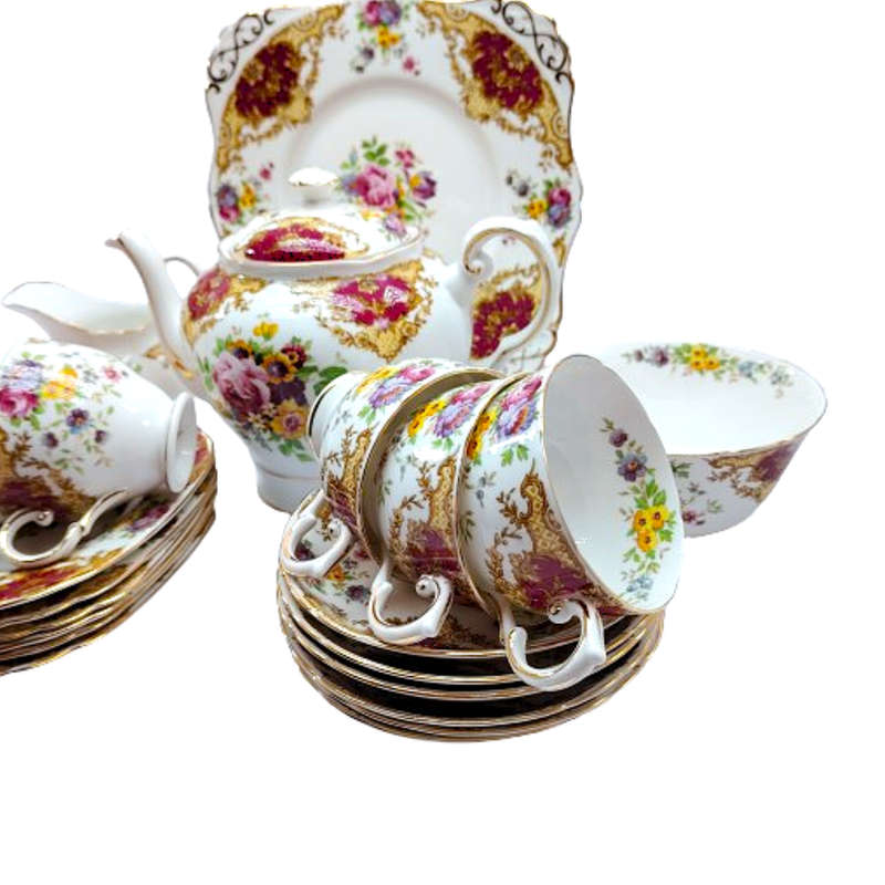 Tuscan Burgundy Provence Tea Set - High Tea at Home