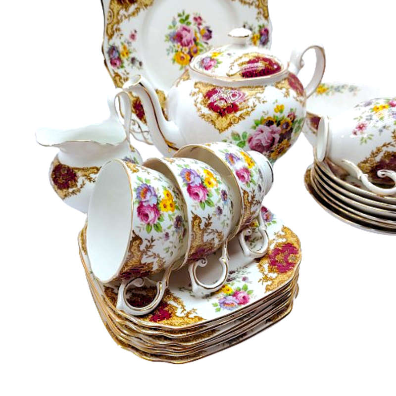 Tuscan Burgundy Provence Tea Set - High Tea at Home