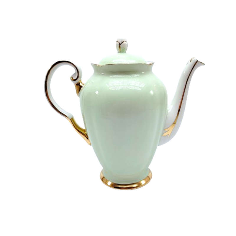 Tuscan Pale Green and Gold Porcelain Tea Pot