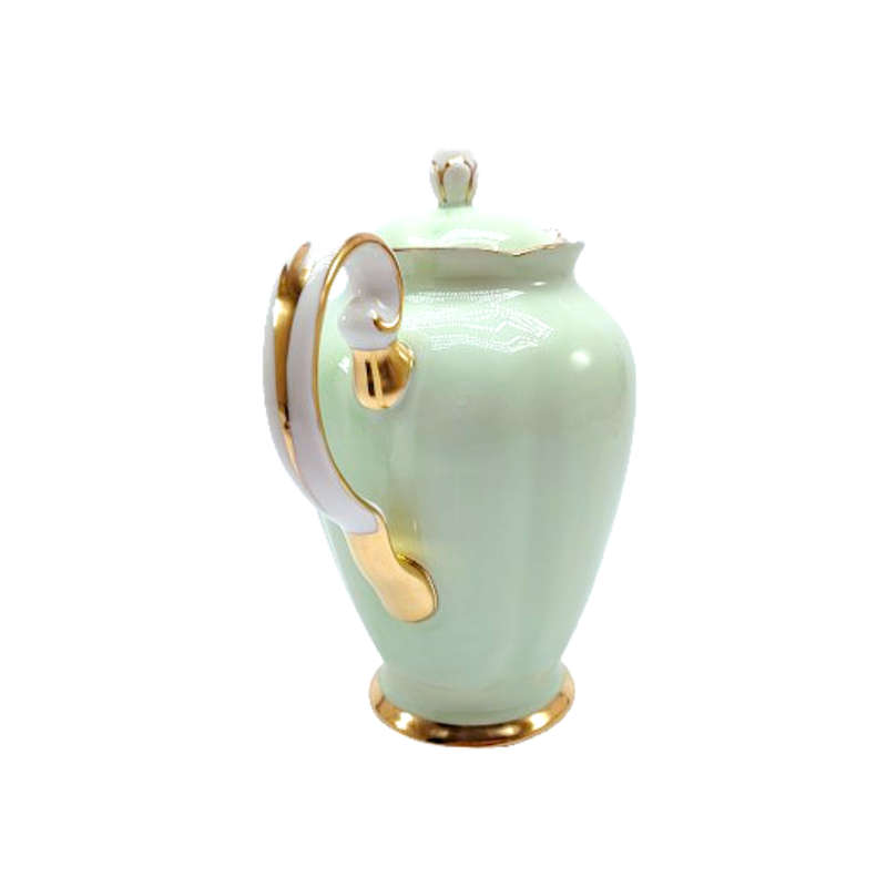 Tuscan Pale Green and Gold Porcelain Tea Pot