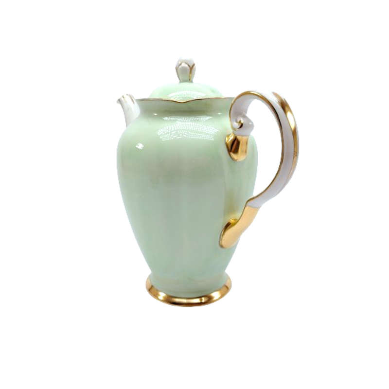 Tuscan Pale Green and Gold Porcelain Tea Pot