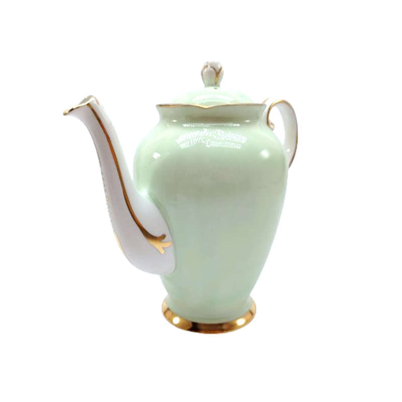 Tuscan Pale Green and Gold Porcelain Tea Pot