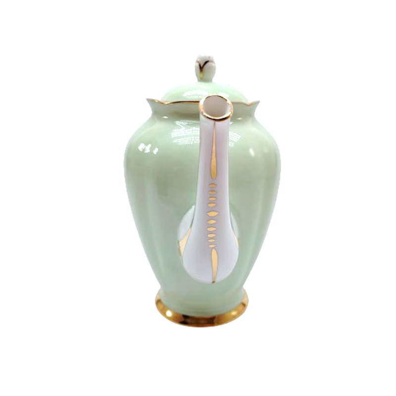 Tuscan Pale Green and Gold Porcelain Tea Pot