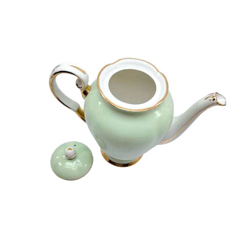 Tuscan Pale Green and Gold Porcelain Tea Pot