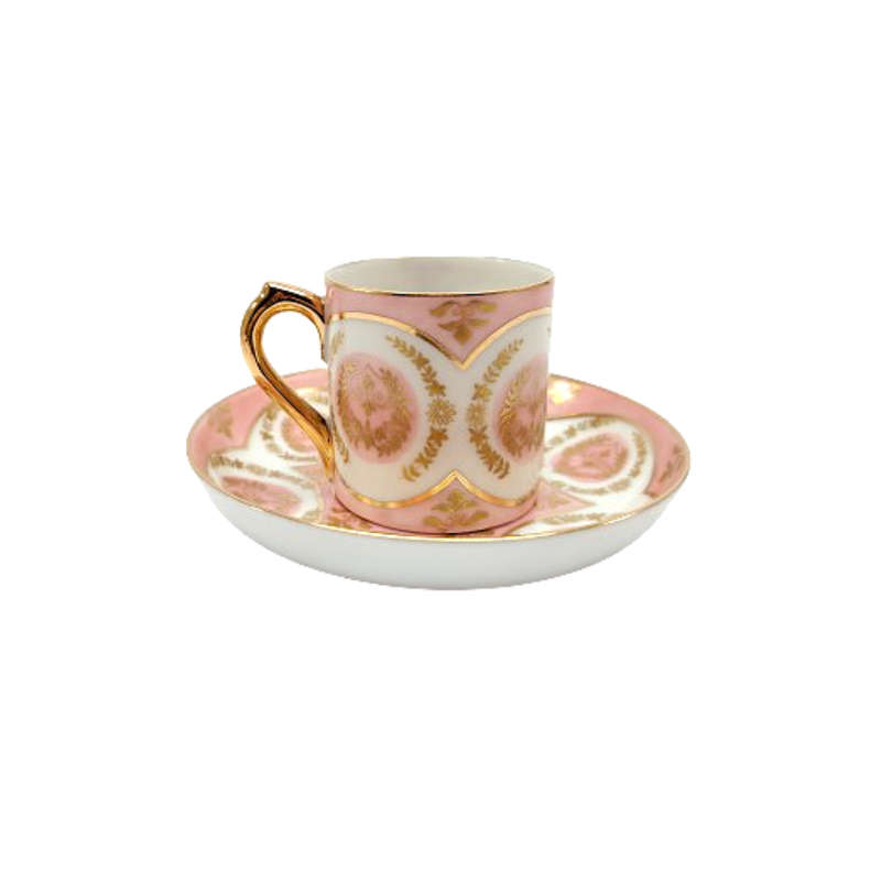 VA Portugal Duo Demitasse Cup and Saucer enamels and gilt