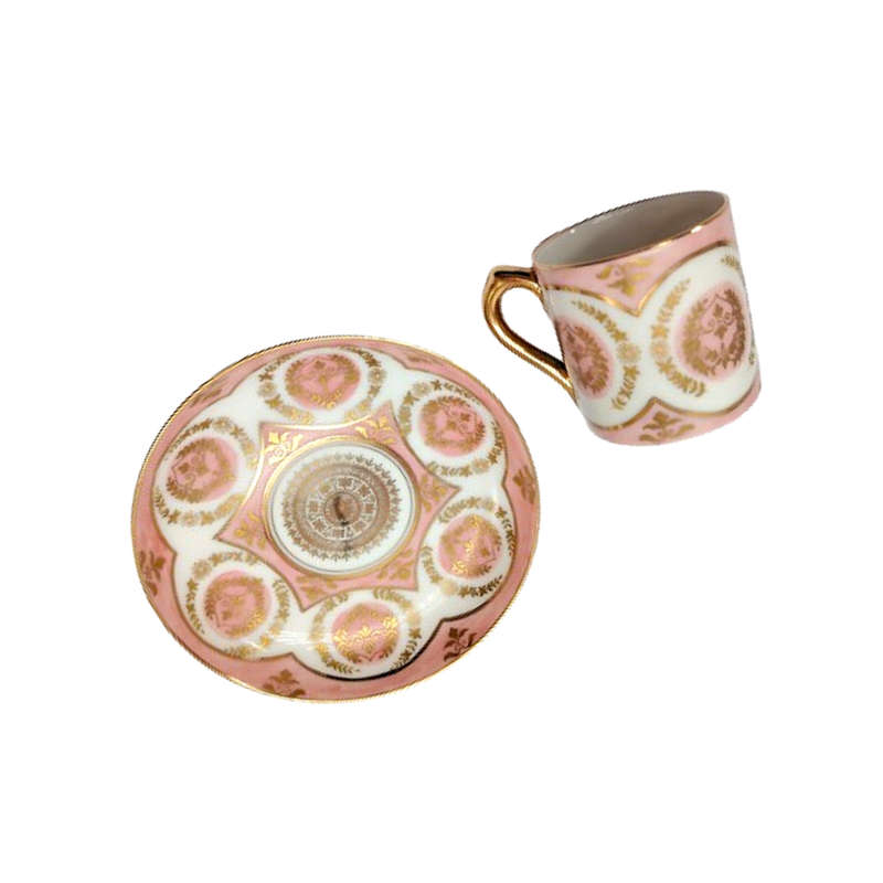 VA Portugal Duo Demitasse Cup and Saucer enamels and gilt