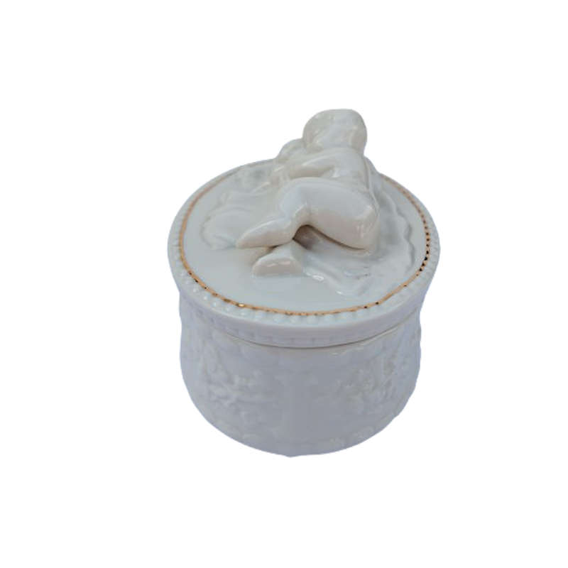 Vintage Belleek Cherub Putto Porcelain Trinket Box