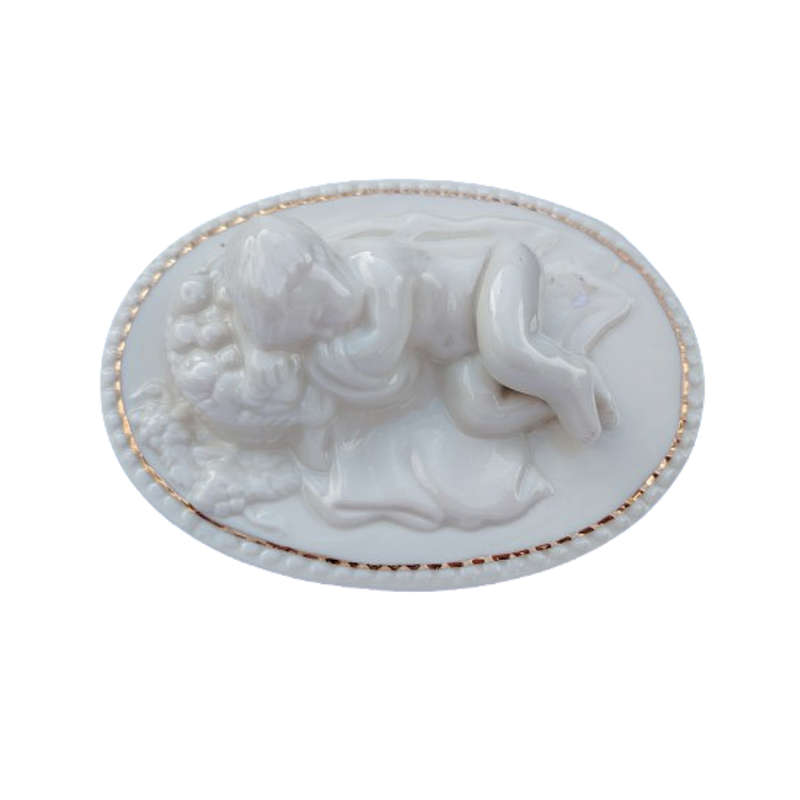 Vintage Belleek Cherub Putto Porcelain Trinket Box
