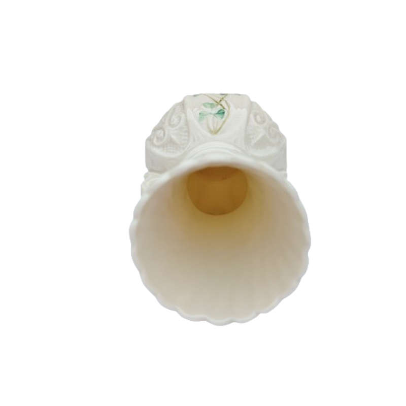 Belleek Shamrock Pattern 8 Panel Double Handled Vase
